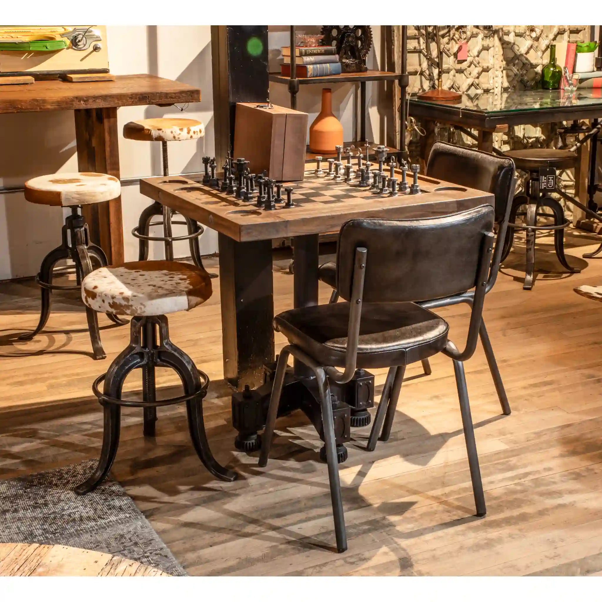 30" Reclaimed Wood Chess Game Table (FEI-CHESS) By Home Trends Direct 1
