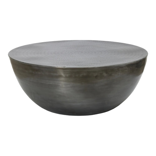 31" Antique Zinc Drum Round Coffee Table