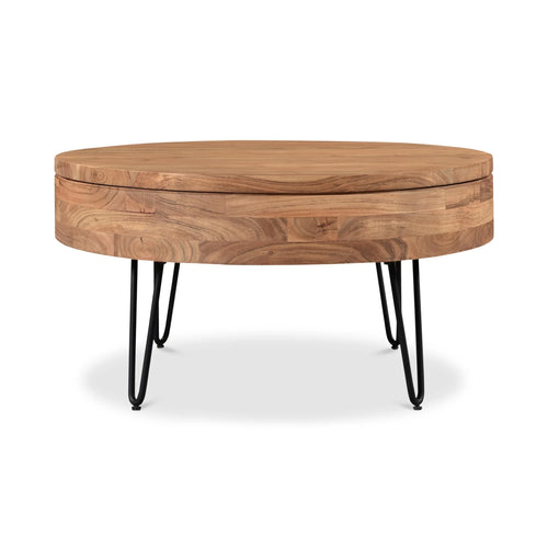 31" Round Acacia Lift-Top Coffee Table with Storage