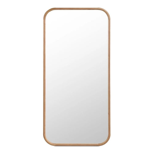 32" Oak Full Length Floor Mirror, Rounded Frame