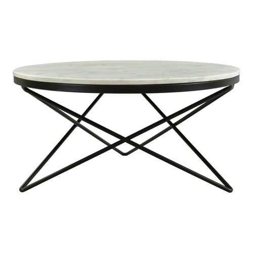 32" Round Marble Coffee Table on Black Iron Base (IK-1002-02) by Moe's Home Collection
