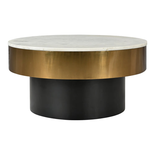 32" White Marble Round Pedestal Coffee Table
