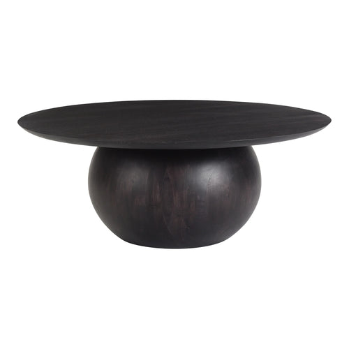 35" Black Acacia Round Coffee Table