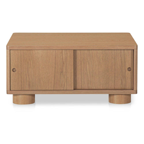 35" Natural Oak Coffee Table with Storage