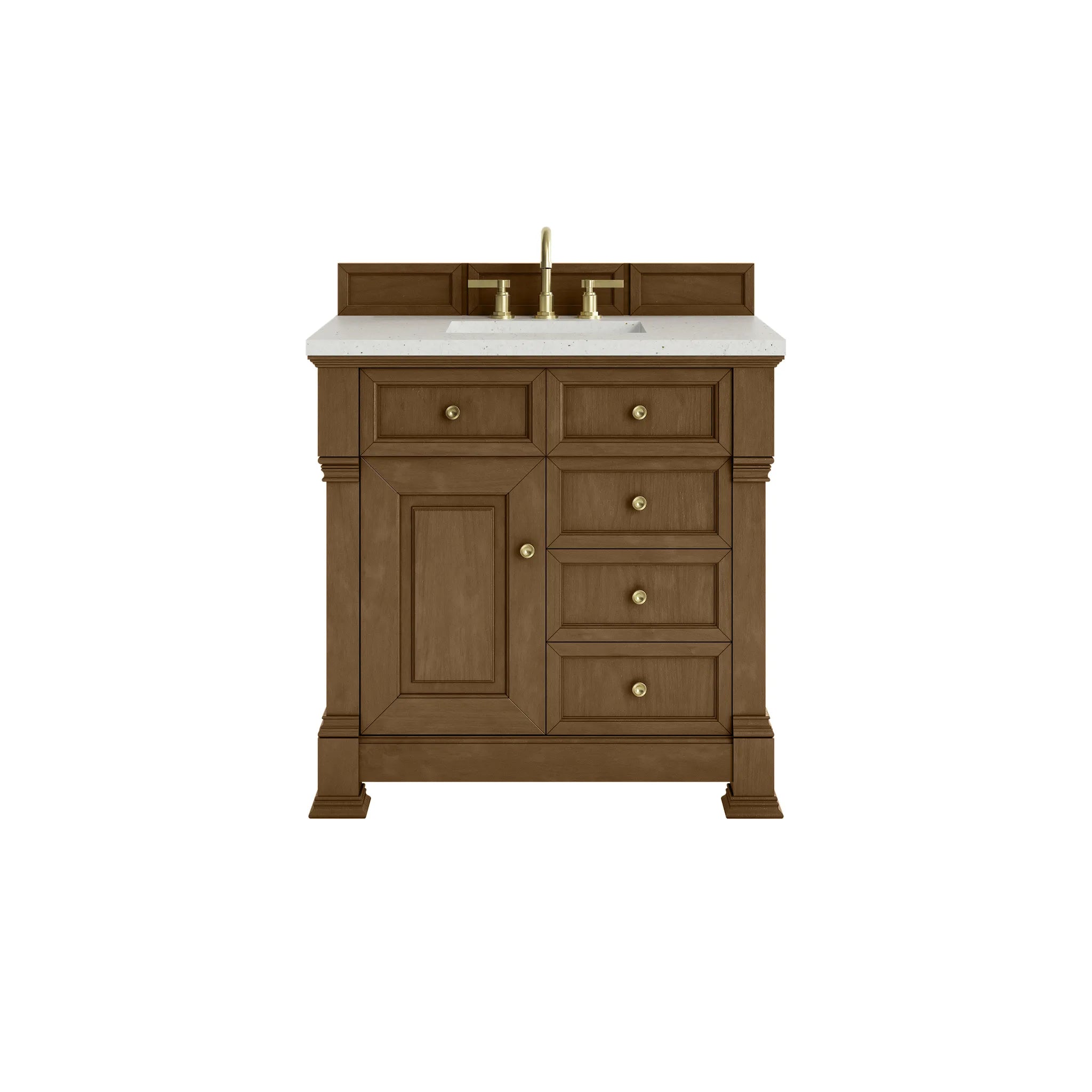 36" Brookfield Single Vanity in Honey Oak-Lime Delight Silestone-8" Widespread image