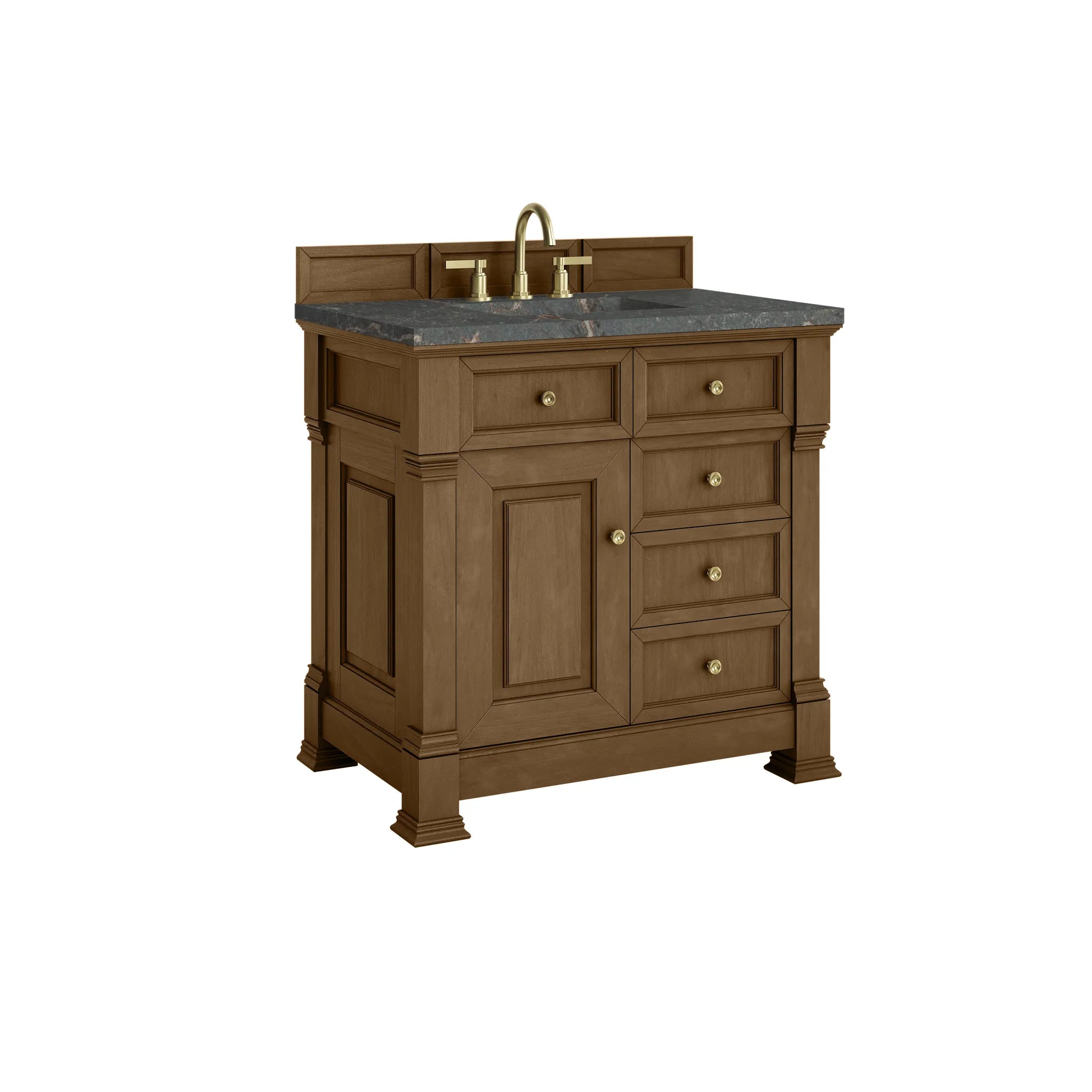 36" Brookfield Single Vanity in Honey Oak-Parisien Bleu Silestone-8" Widespread image 9