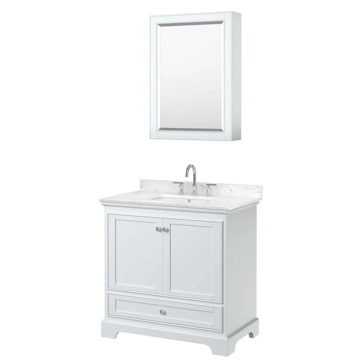 36" Deborah Single Bathroom Vanity in White with Polished Chrome Trim & Medicine Cabinet by Wyndham