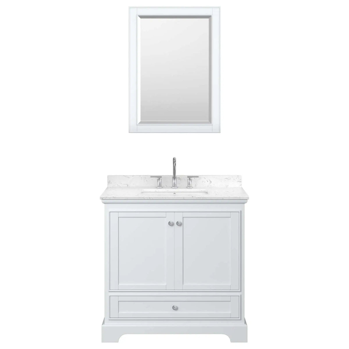 36" Deborah Single Bathroom Vanity in White with Polished Chrome Trim & Medicine Cabinet by Wyndham