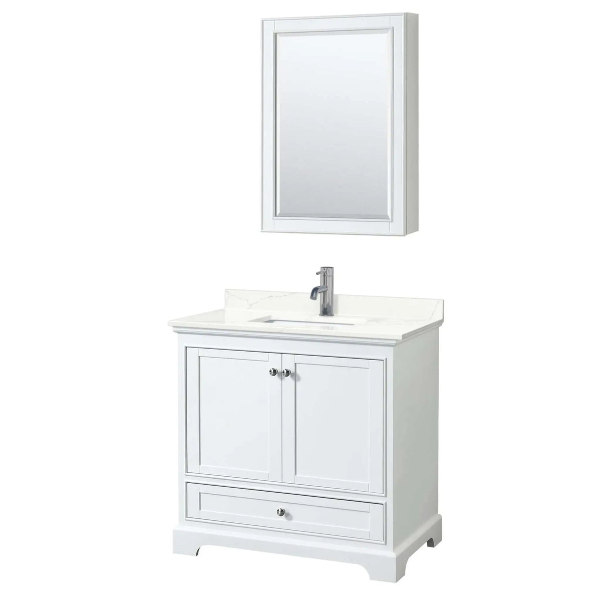 36" Deborah Single Bathroom Vanity in White with Polished Chrome Trim & Medicine Cabinet by Wyndham