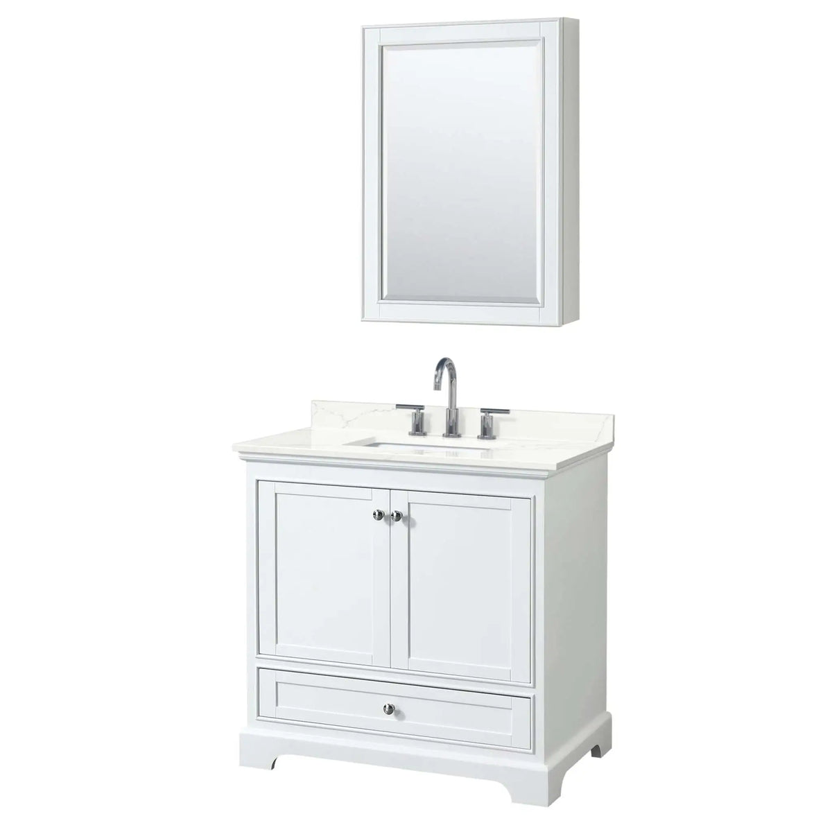 36" Deborah Single Bathroom Vanity in White with Polished Chrome Trim & Medicine Cabinet by Wyndham