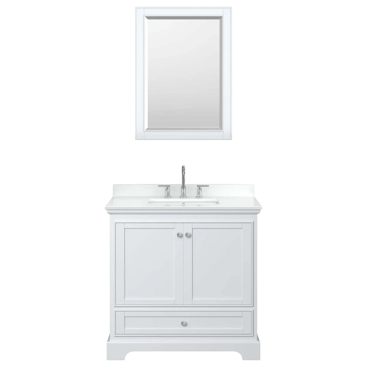 36" Deborah Single Bathroom Vanity in White with Polished Chrome Trim & Medicine Cabinet by Wyndham