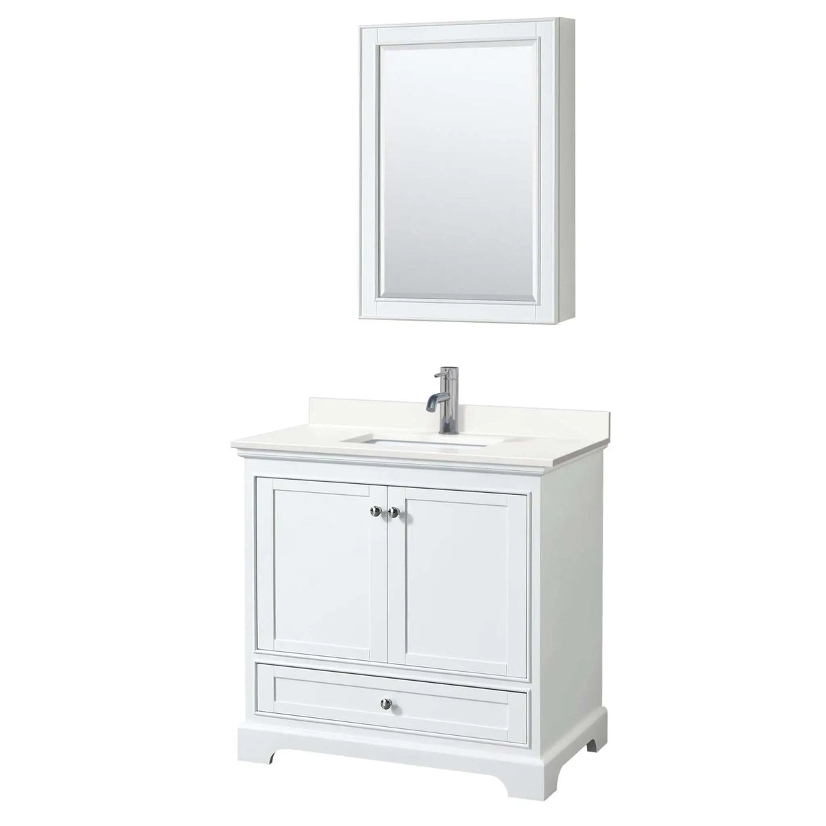 36" Deborah Single Bathroom Vanity in White with Polished Chrome Trim & Medicine Cabinet by Wyndham