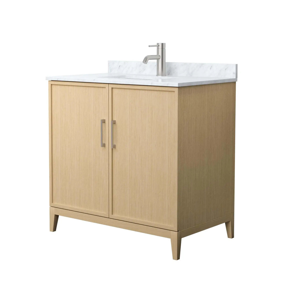 36-elan-single-bathroom-vanity-in-white-oak-with-brushed-nickel-trim-white-carrara-marble-1-hole image 3