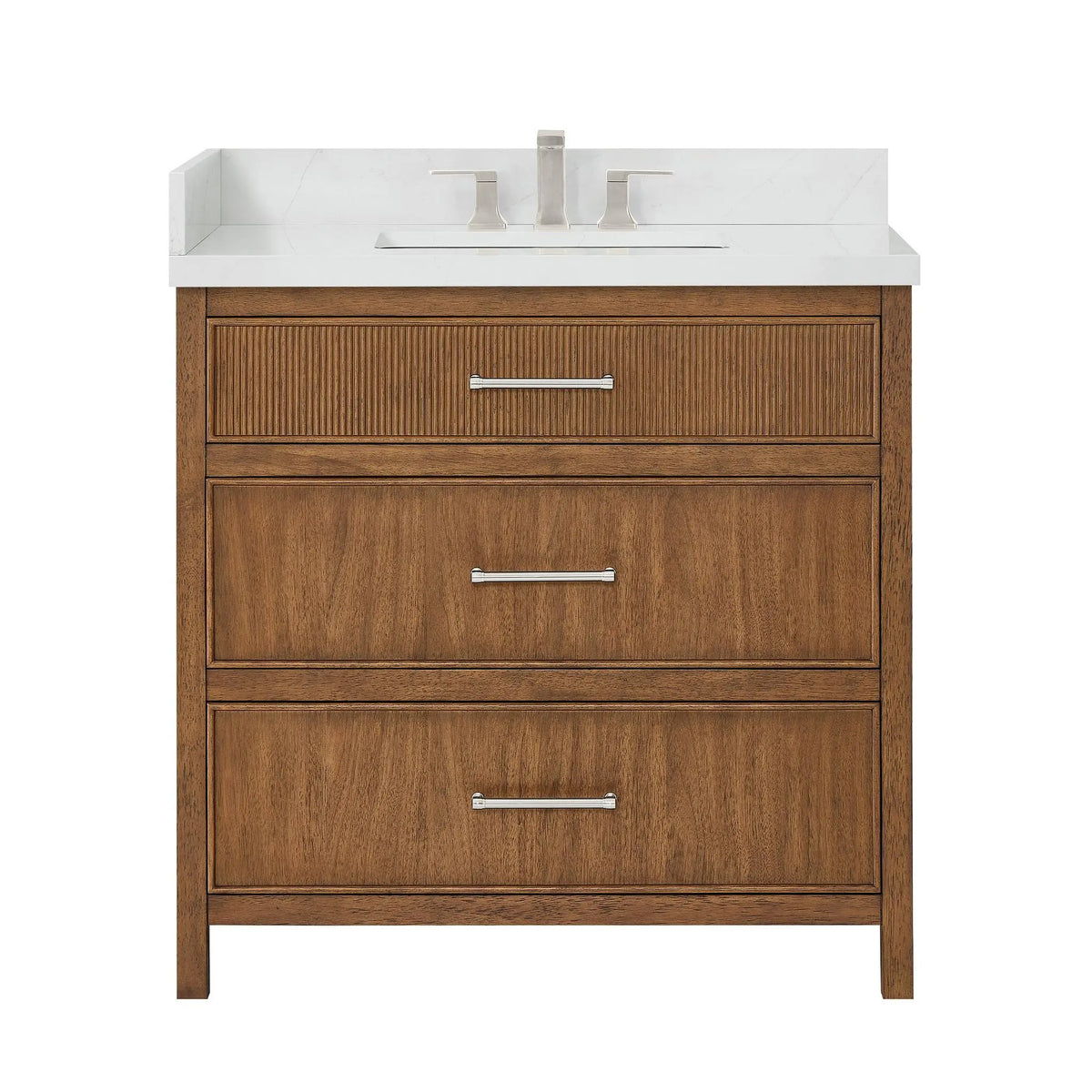 36" Isola Single Bathroom Vanity Toasted Walnut Brushed Nickel Trim by wyndham View 5