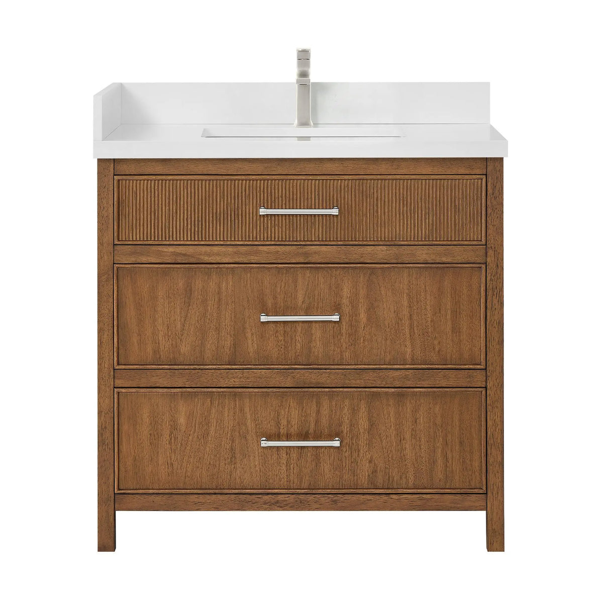 36" Isola Single Bathroom Vanity Toasted Walnut Brushed Nickel Trim by wyndham View 9