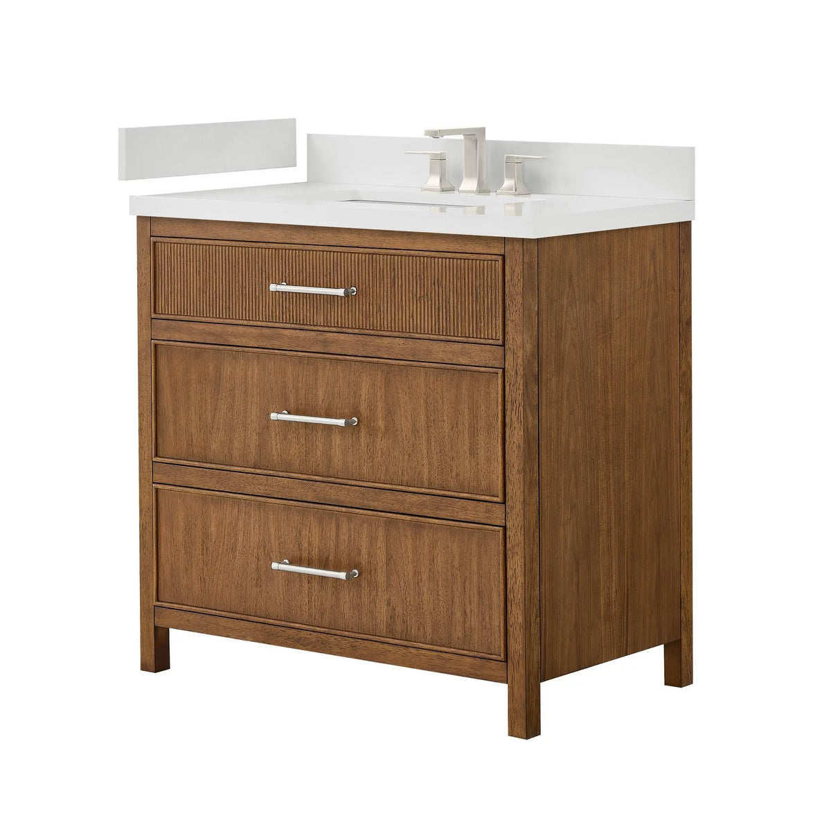 36" Isola Single Bathroom Vanity Toasted Walnut Brushed Nickel Trim by wyndham View 16