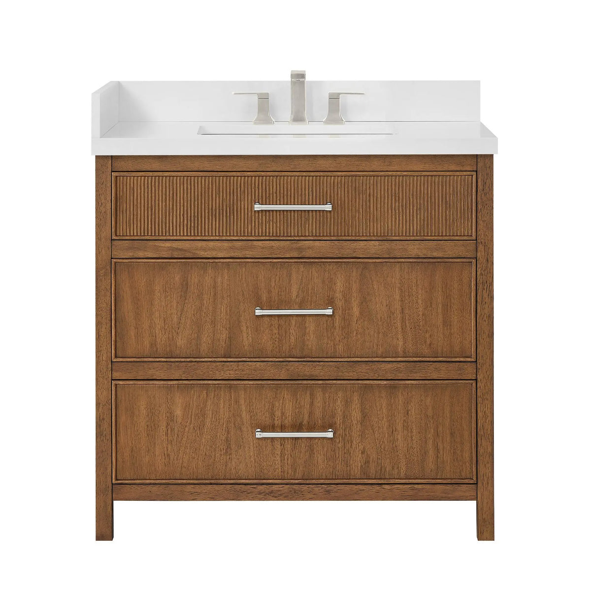 36" Isola Single Bathroom Vanity Toasted Walnut Brushed Nickel Trim by wyndham View 13