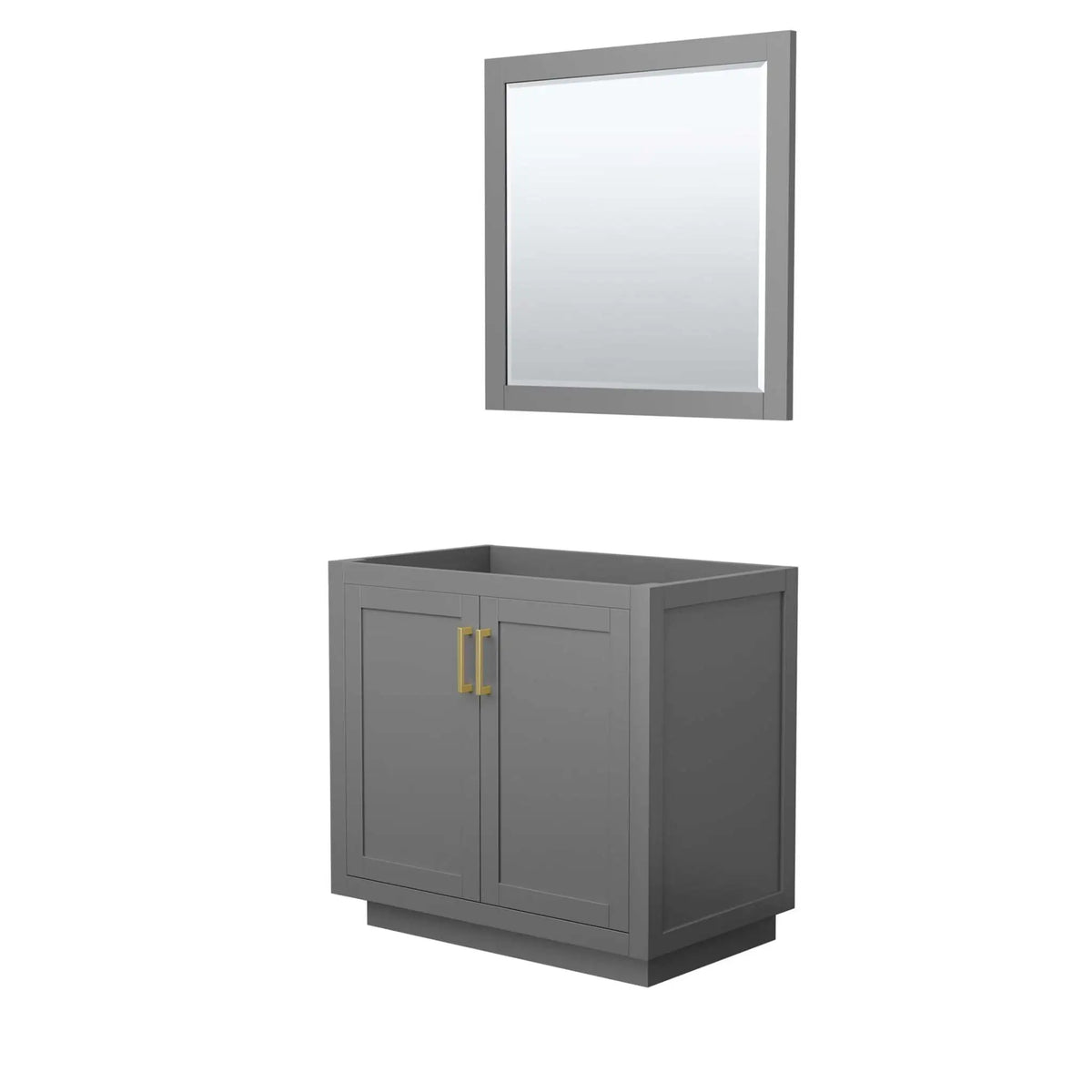 36" Miranda Single Bathroom Vanity in Dark Gray with Brushed Gold Trim & 34" Mirror by Wyndham
