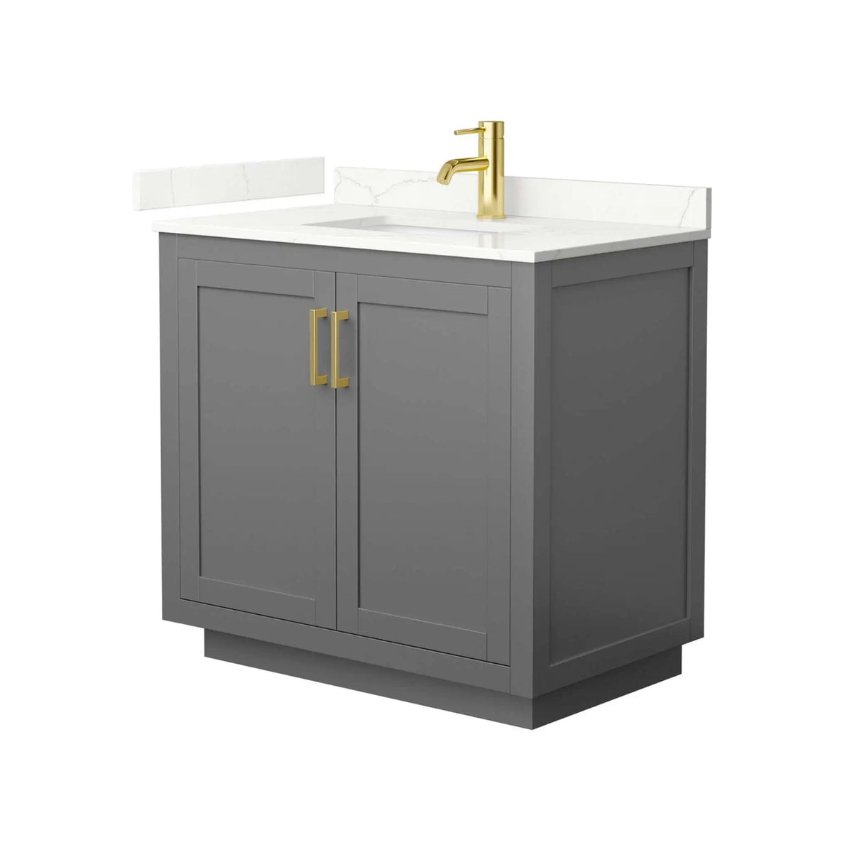 36" Miranda Single Bathroom Vanity in Dark Gray with Brushed Gold Trim by Wyndham