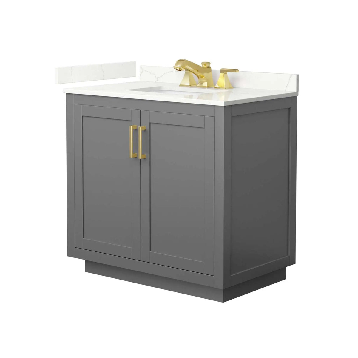 36" Miranda Single Bathroom Vanity in Dark Gray with Brushed Gold Trim by Wyndham