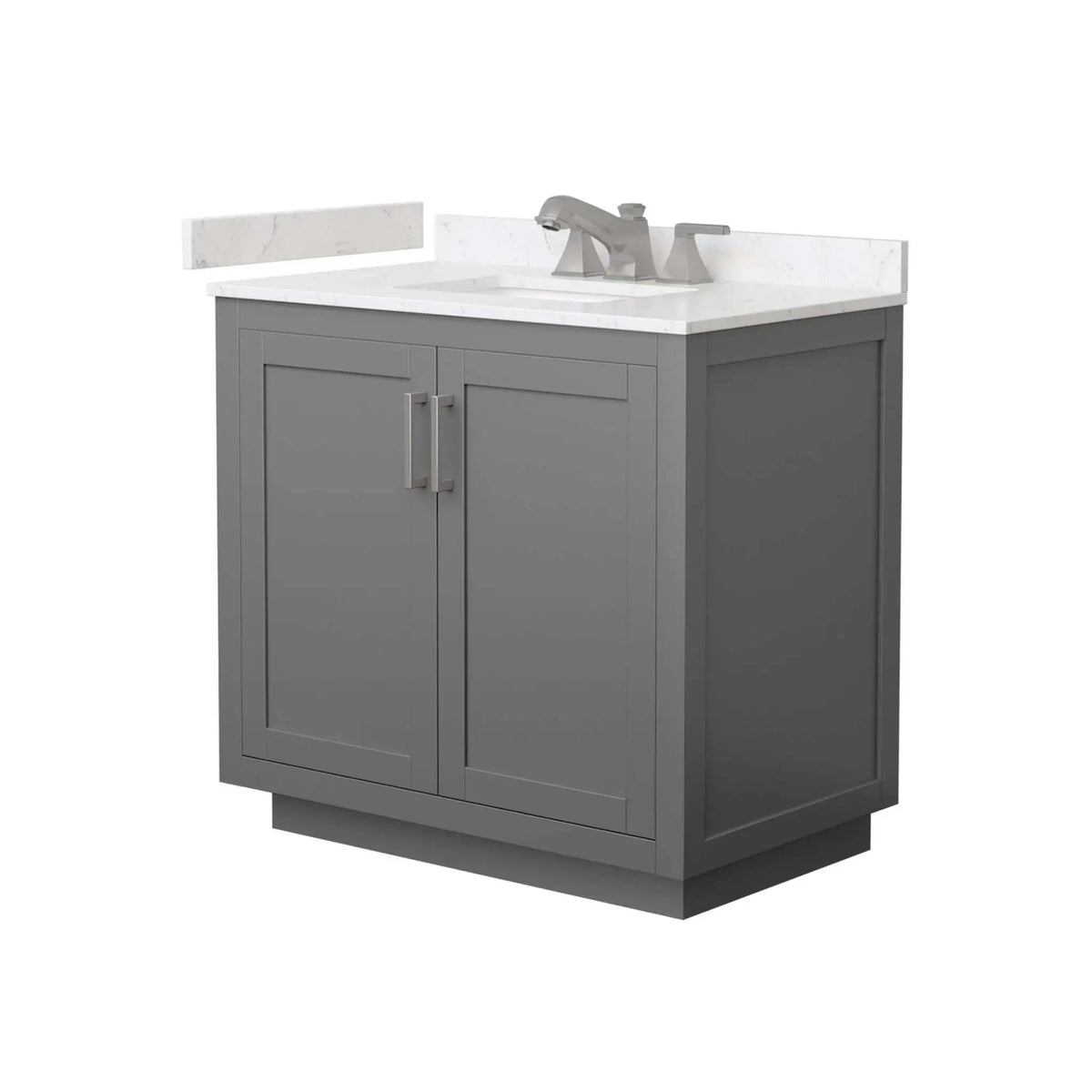 36" Miranda Single Bathroom Vanity in Dark Gray with Brushed Nickel Trim by Wyndham