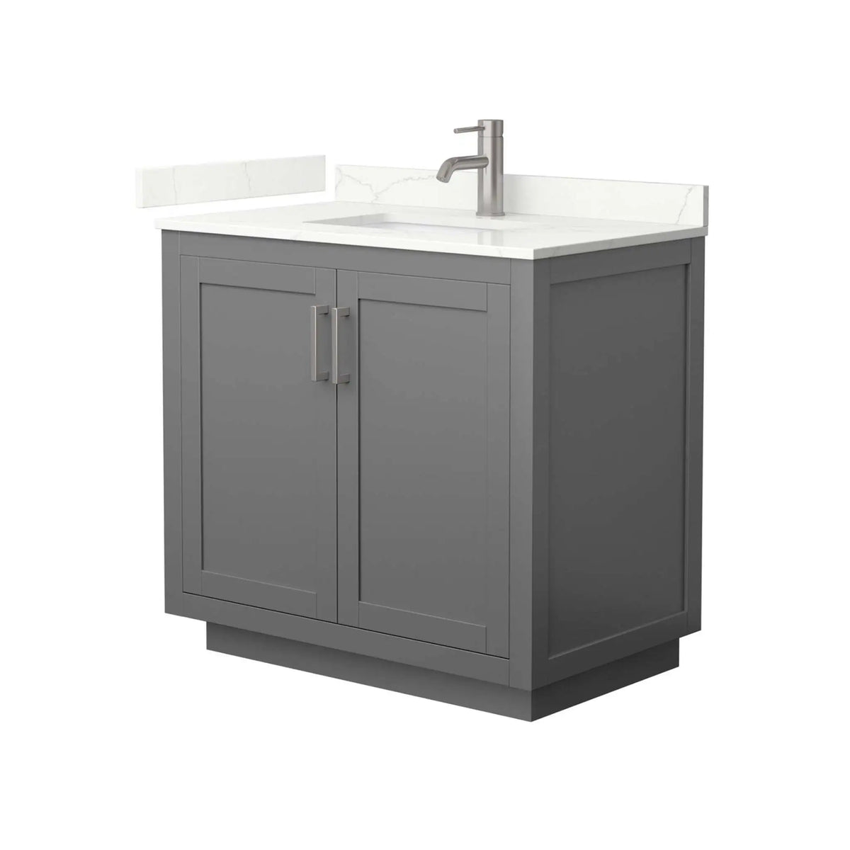 36" Miranda Single Bathroom Vanity in Dark Gray with Brushed Nickel Trim by Wyndham