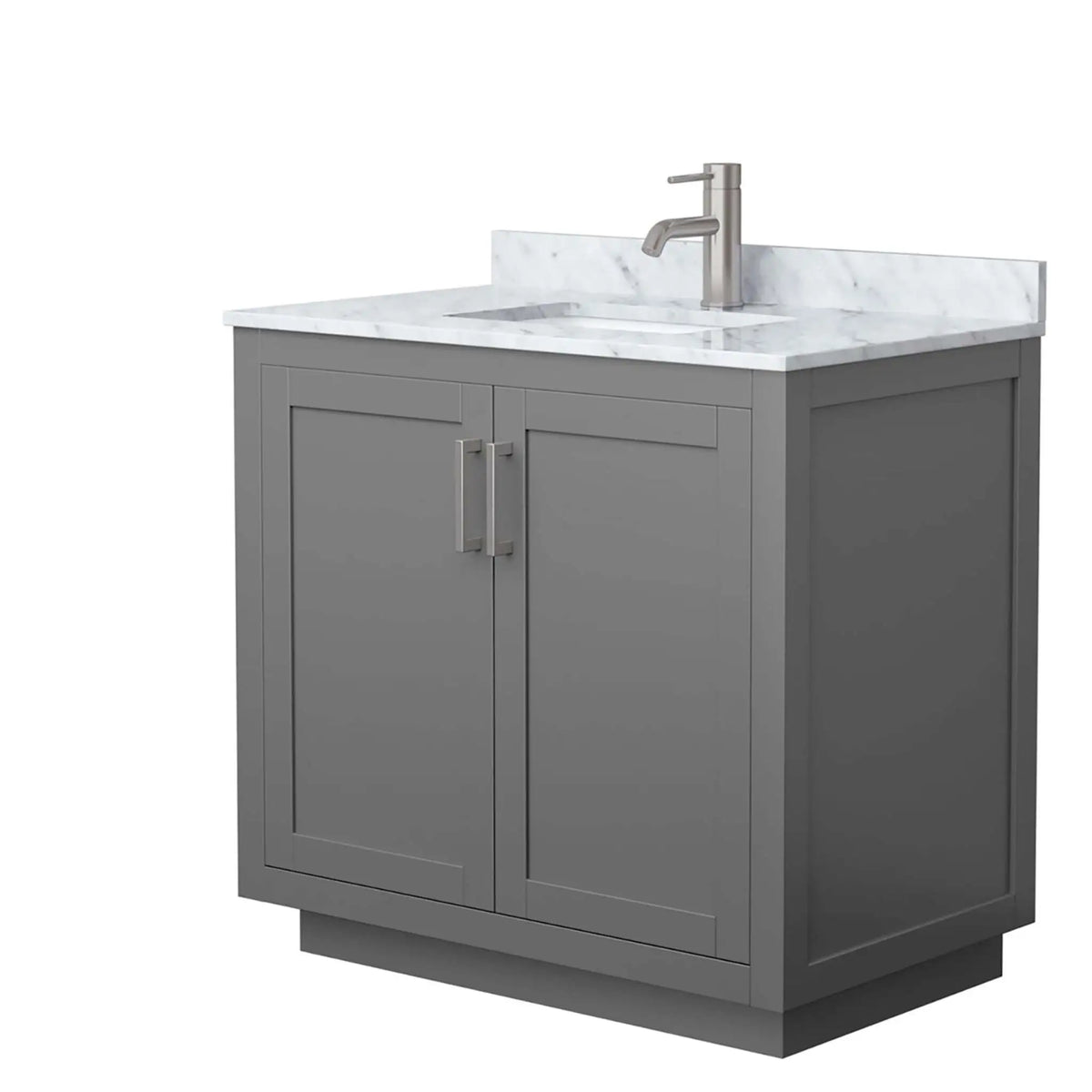 36" Miranda Single Bathroom Vanity in Dark Gray with Brushed Nickel Trim by Wyndham