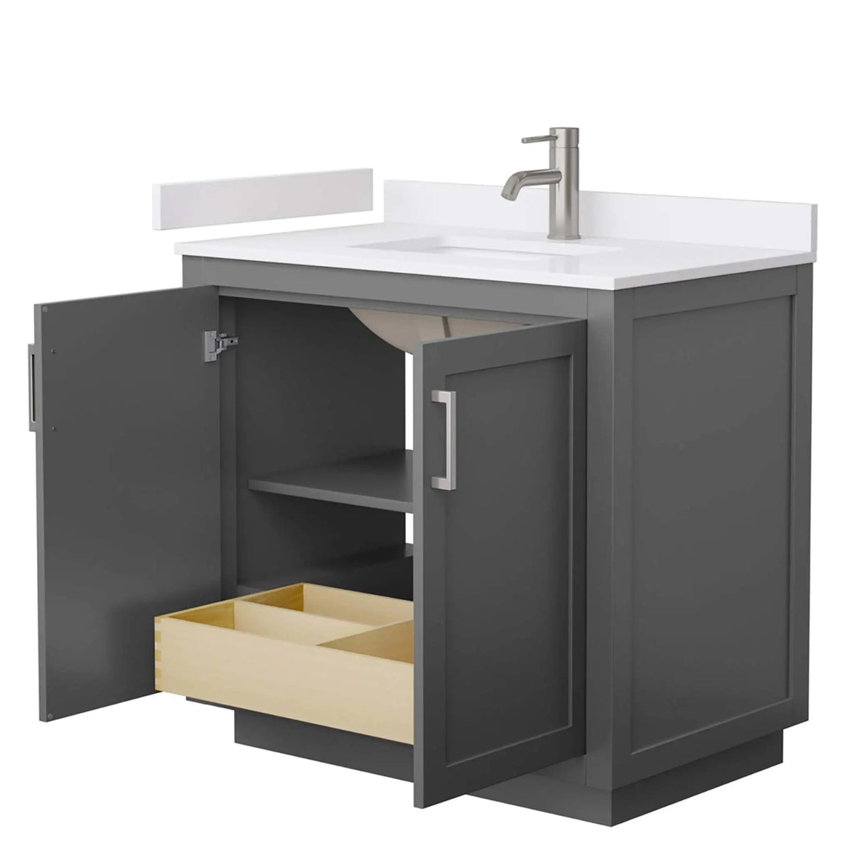 36" Miranda Single Bathroom Vanity in Dark Gray with Brushed Nickel Trim by Wyndham