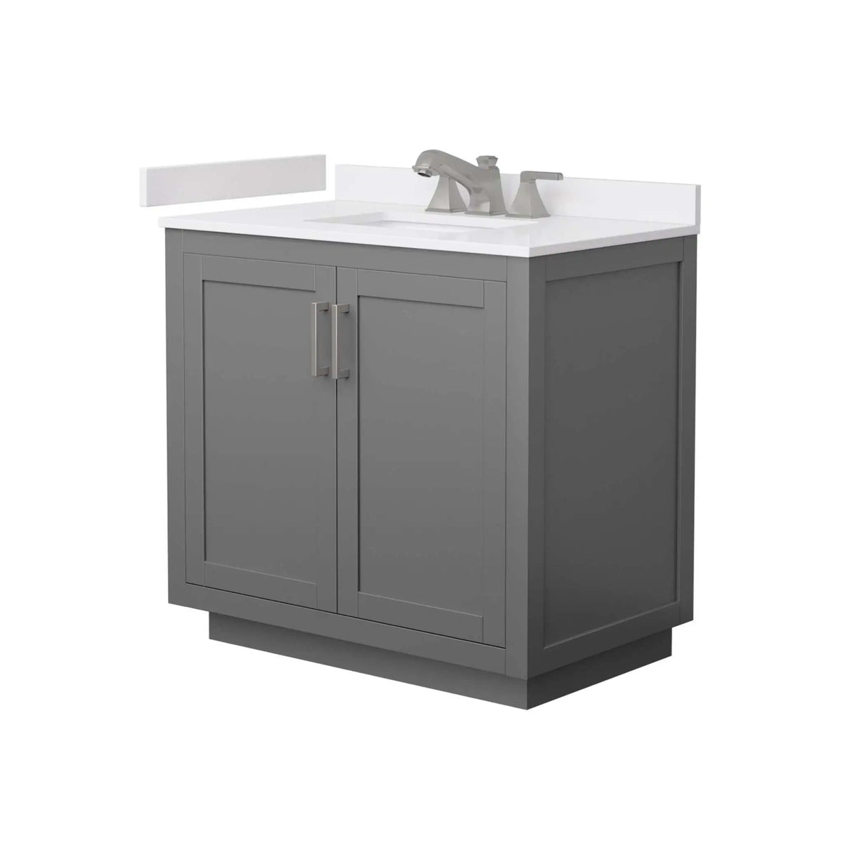36" Miranda Single Bathroom Vanity in Dark Gray with Brushed Nickel Trim by Wyndham
