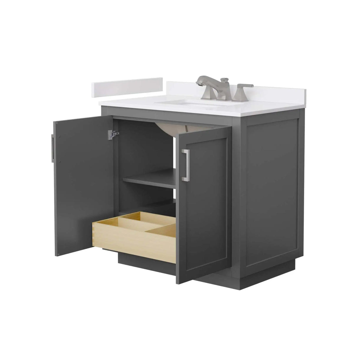 36" Miranda Single Bathroom Vanity in Dark Gray with Brushed Nickel Trim by Wyndham