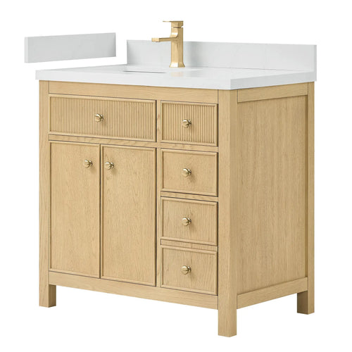 36" Rian Single Bathroom Vanity Scandinavian Oak Satin Bronze Trim by wyndham