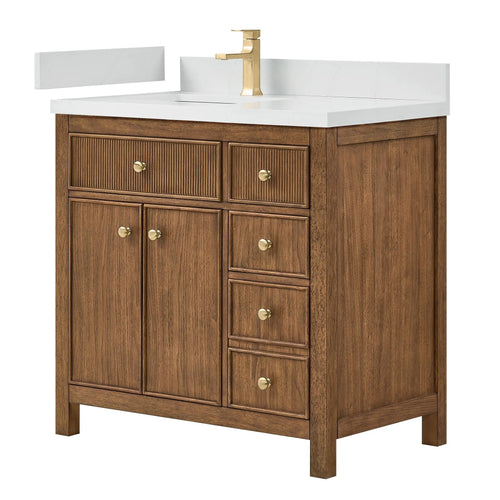 36" Rian Single Bathroom Vanity Toasted Walnut Satin Bronze Trim by wyndham