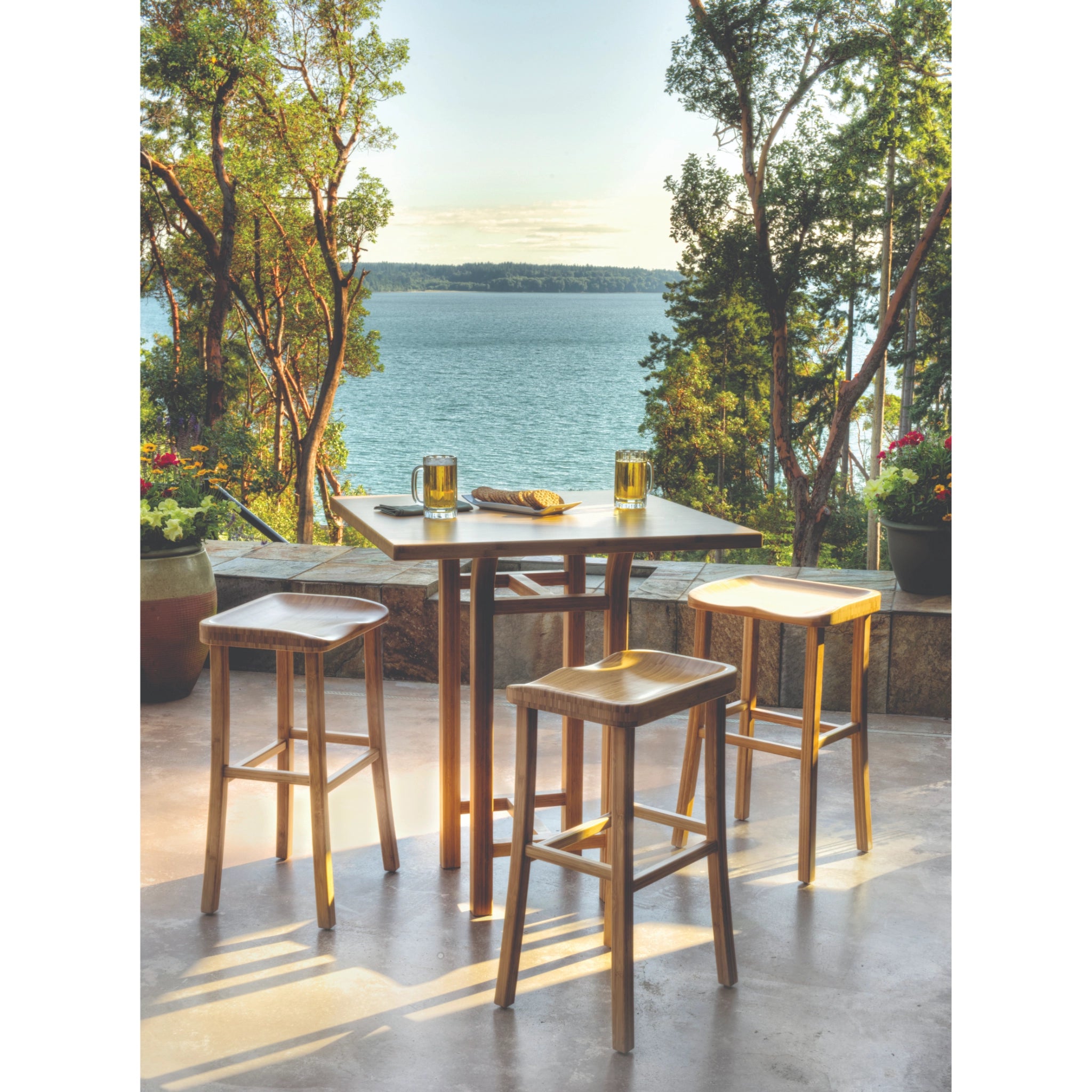 36" Solid Bamboo Tulip Square Counter Height Table, Caramelized by Greenington image 3