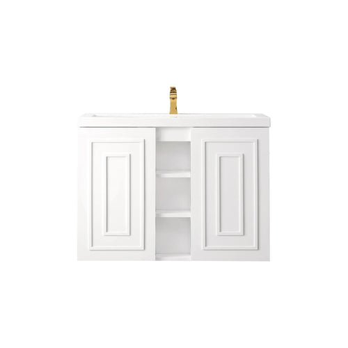 39.5" Alicante Single Vanity in Glossy White by James Martin Vanities