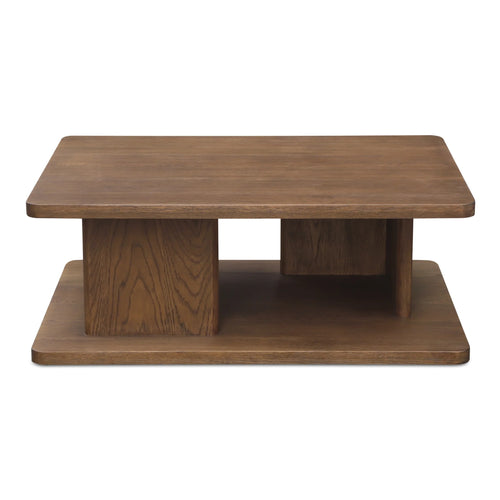 40" Dark Brown Oak Two-Tier Coffee Table with Shelf