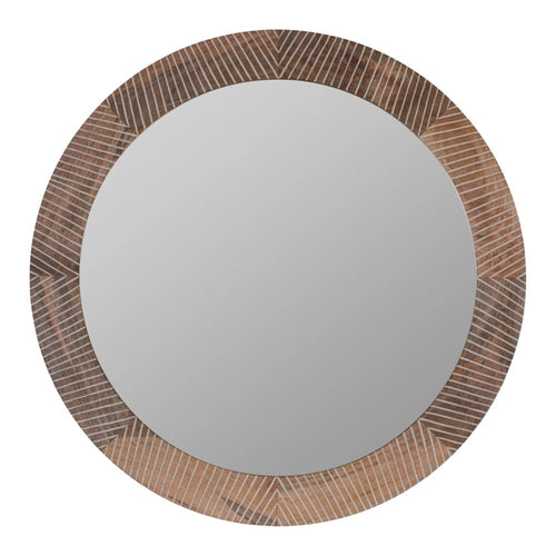 40" Natural Mango Wood Round Wall Mirror