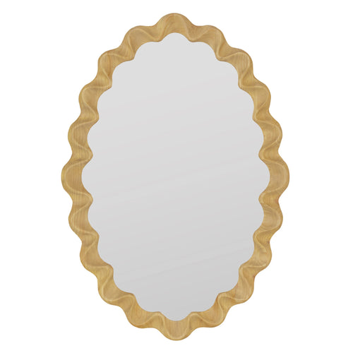 40" Natural Wood Scalloped Wall Mirror