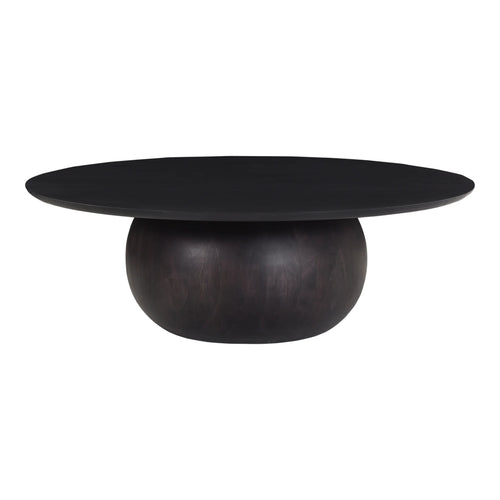 42" Black Acacia Round Coffee Table
