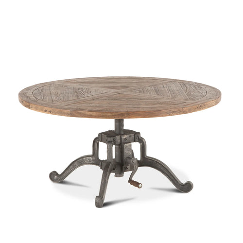42" Teak Wood Adjustable Height Round Coffee Table