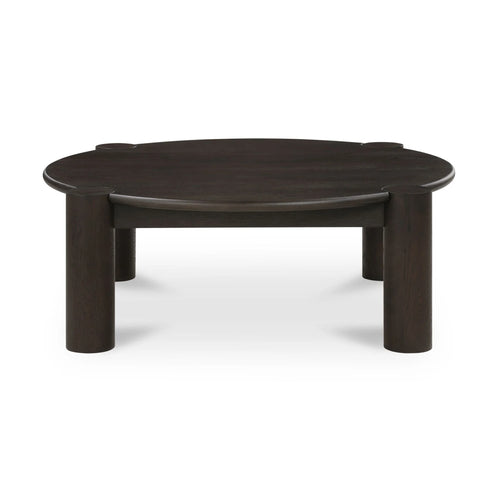 43" Dark Brown Oak Coffee Table with Lobed Top