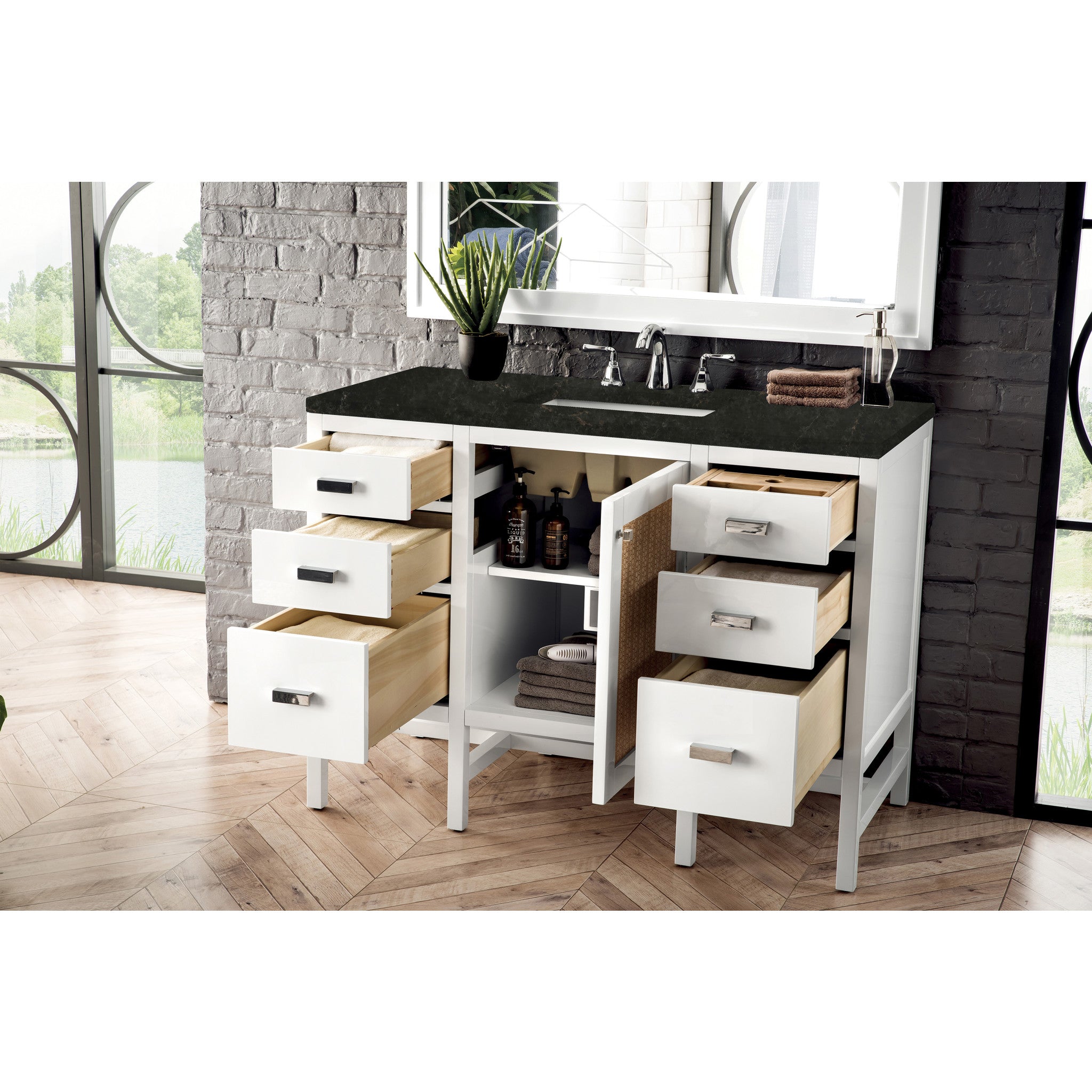 48-addison-single-vanity-cabinet-in-glossy-white-by-james-martin-vanities-e444-v48-gw-phantome-eclos-zero-silica image 1