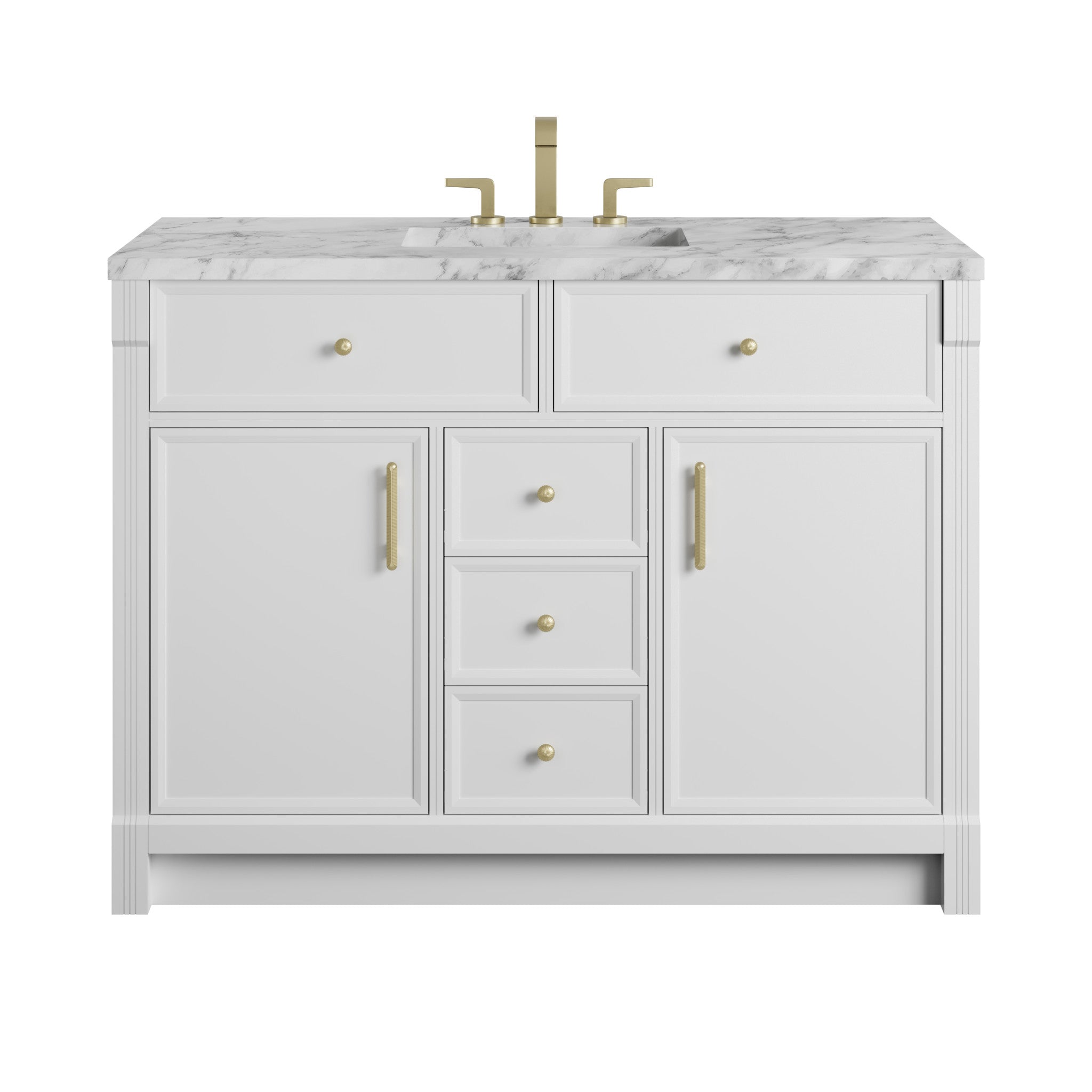 48" Bellshire Single Vanity in Bright White by James Martin Vanities-Carrara White Marble 