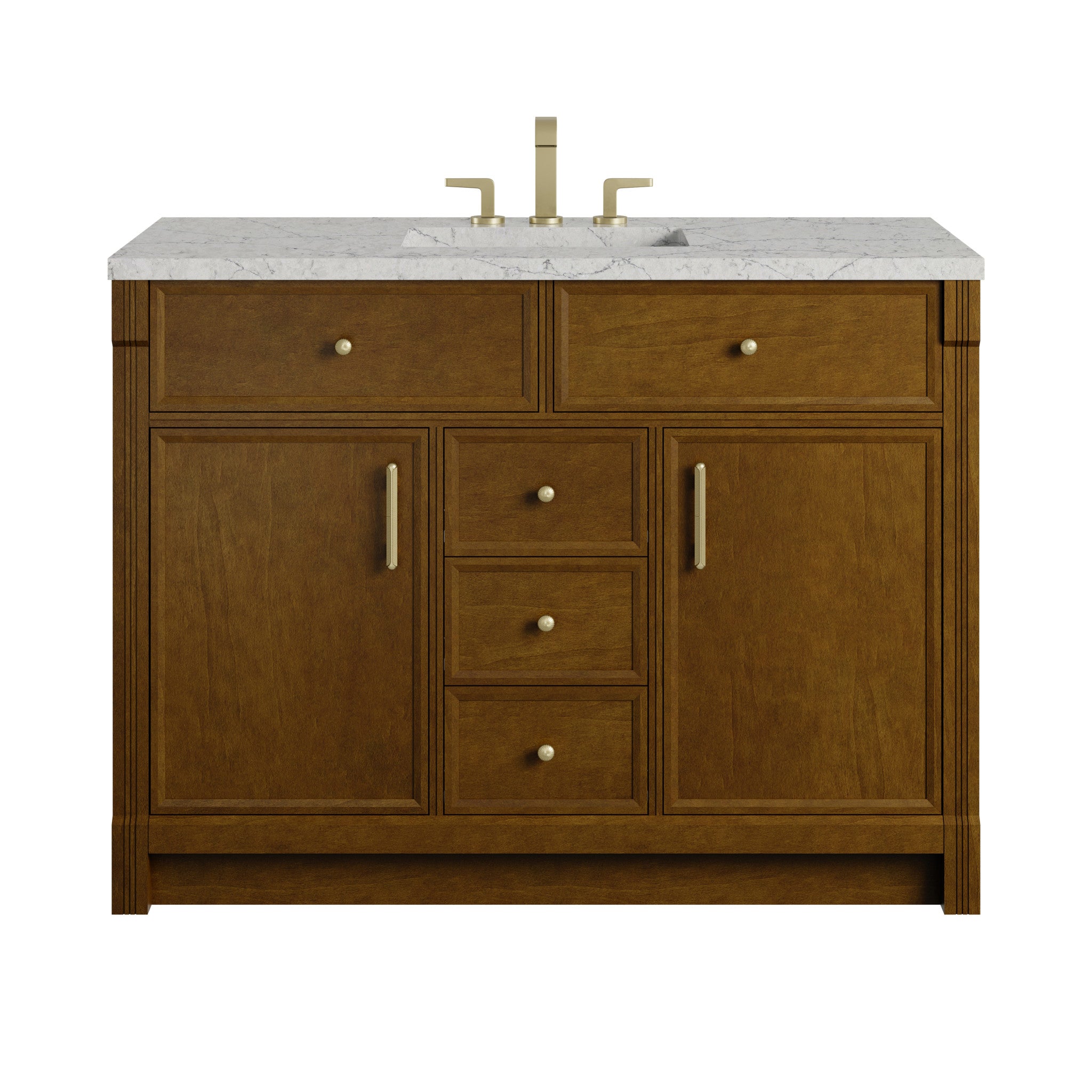 48" Bellshire Single Vanity in Honey Oak w/FreePower Wireless Charger by James Martin Vanities-Eternal Jasmine Pearl Silestone 