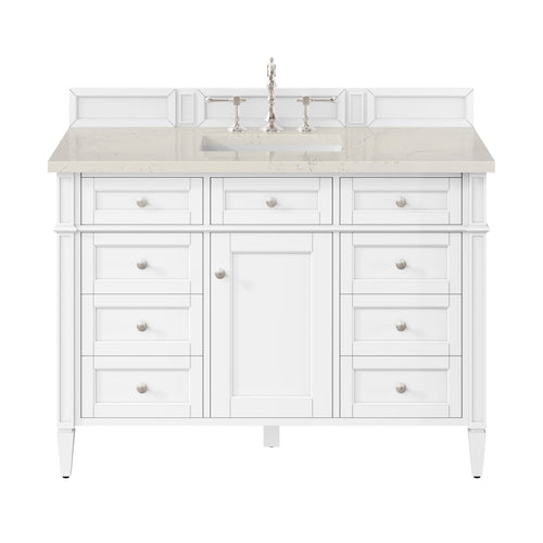 48" Brittany Single Vanity in Bright White w/FreePower Wireless Charger by James Martin Vanities