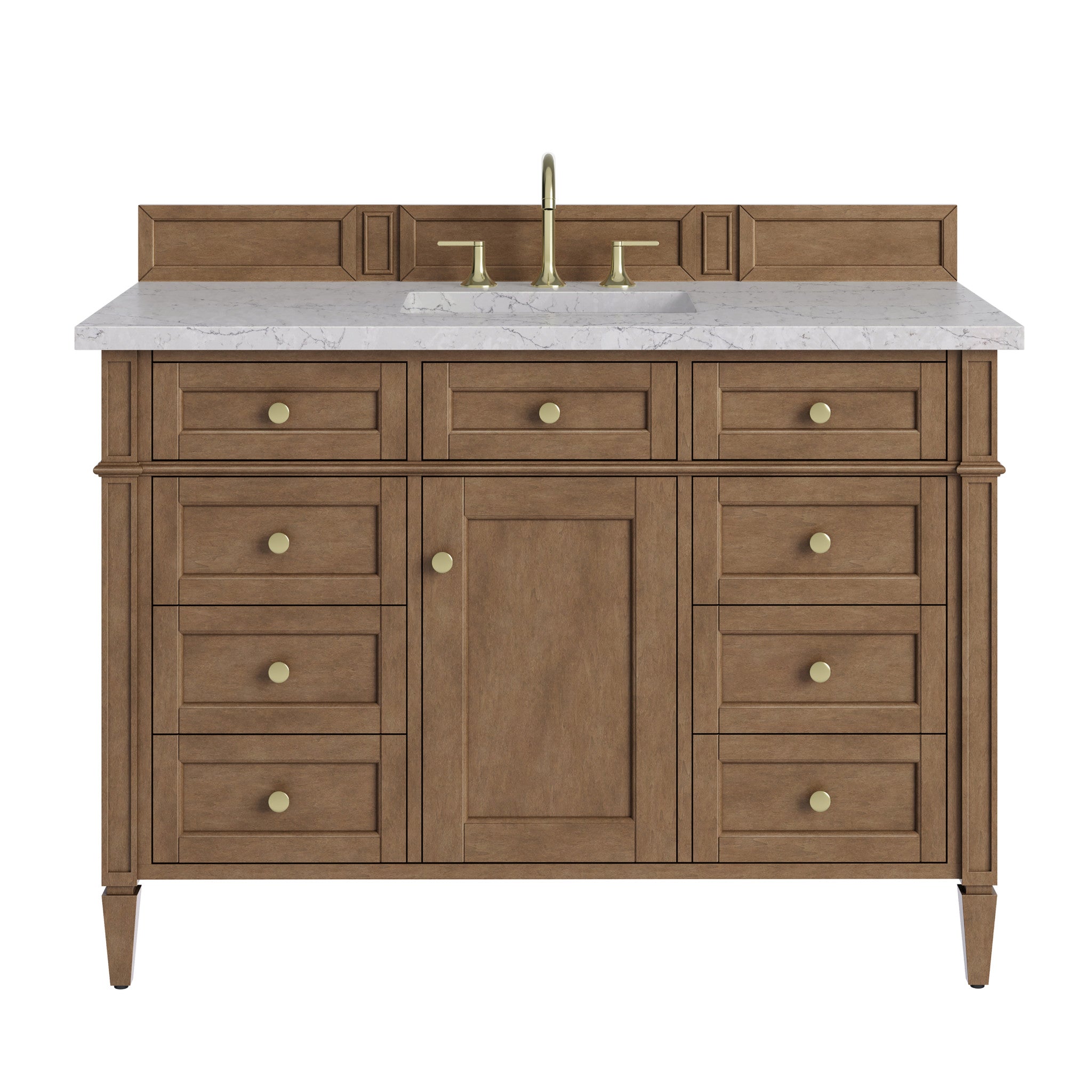 48" Brittany Single Vanity in Pecan w/FreePower Wireless Charger by James Martin Vanities-Eternal Jasmine Pearl Silestone 