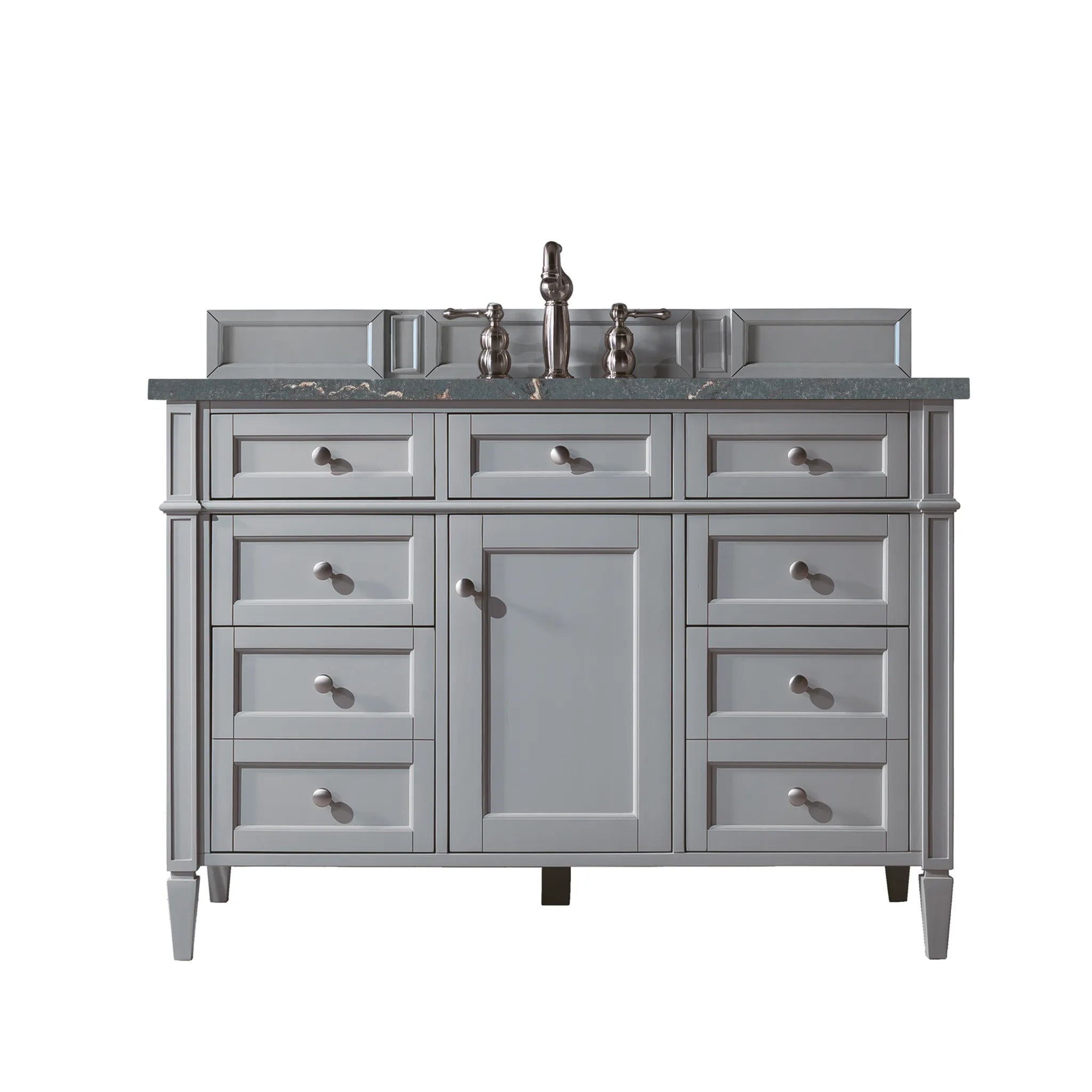 48" Brittany Single Vanity in Urban Gray-Parisien Bleu Silestone-8" Widespread image