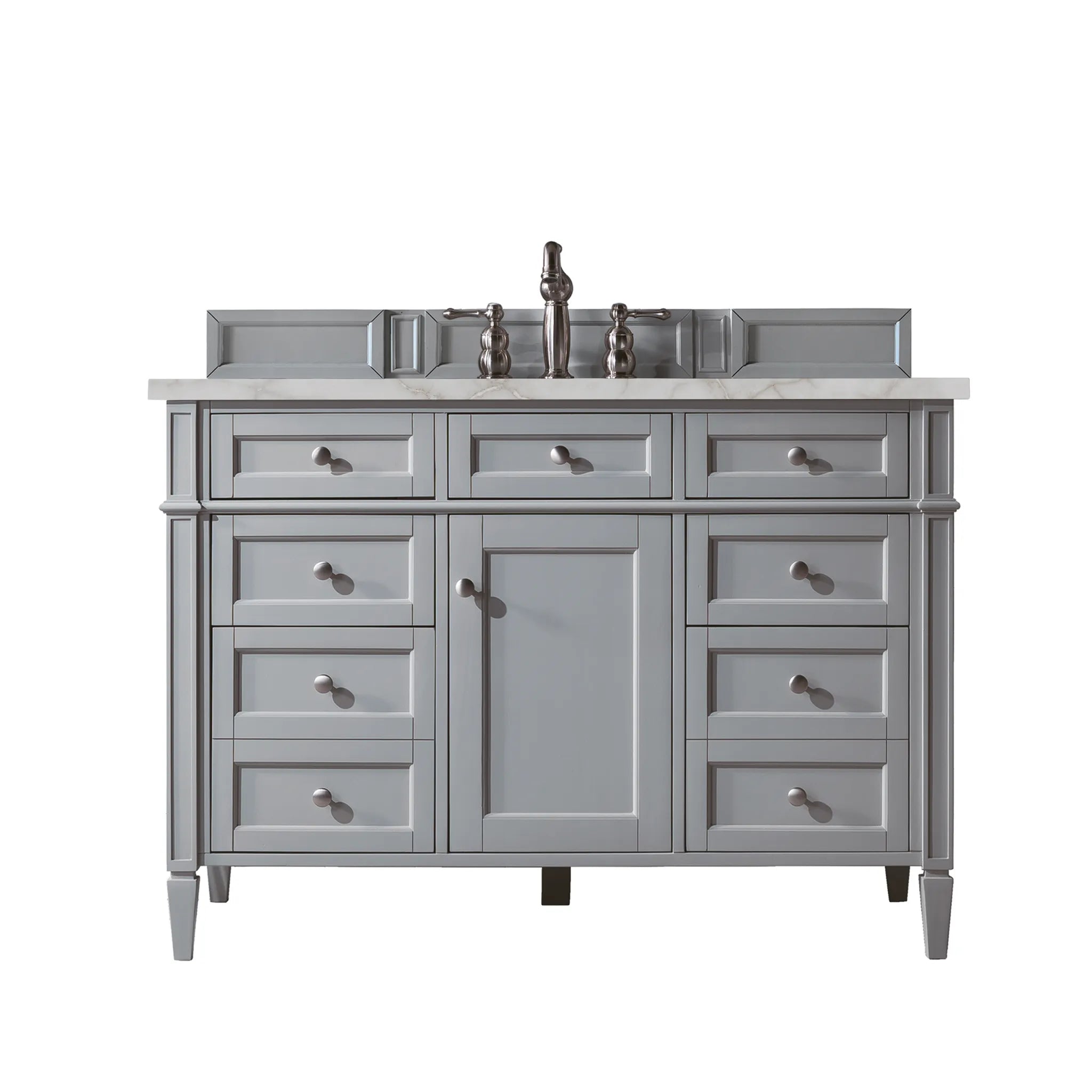 48" Brittany Single Vanity in Urban Gray-Victorian Silver Silestone-8" Widespread image