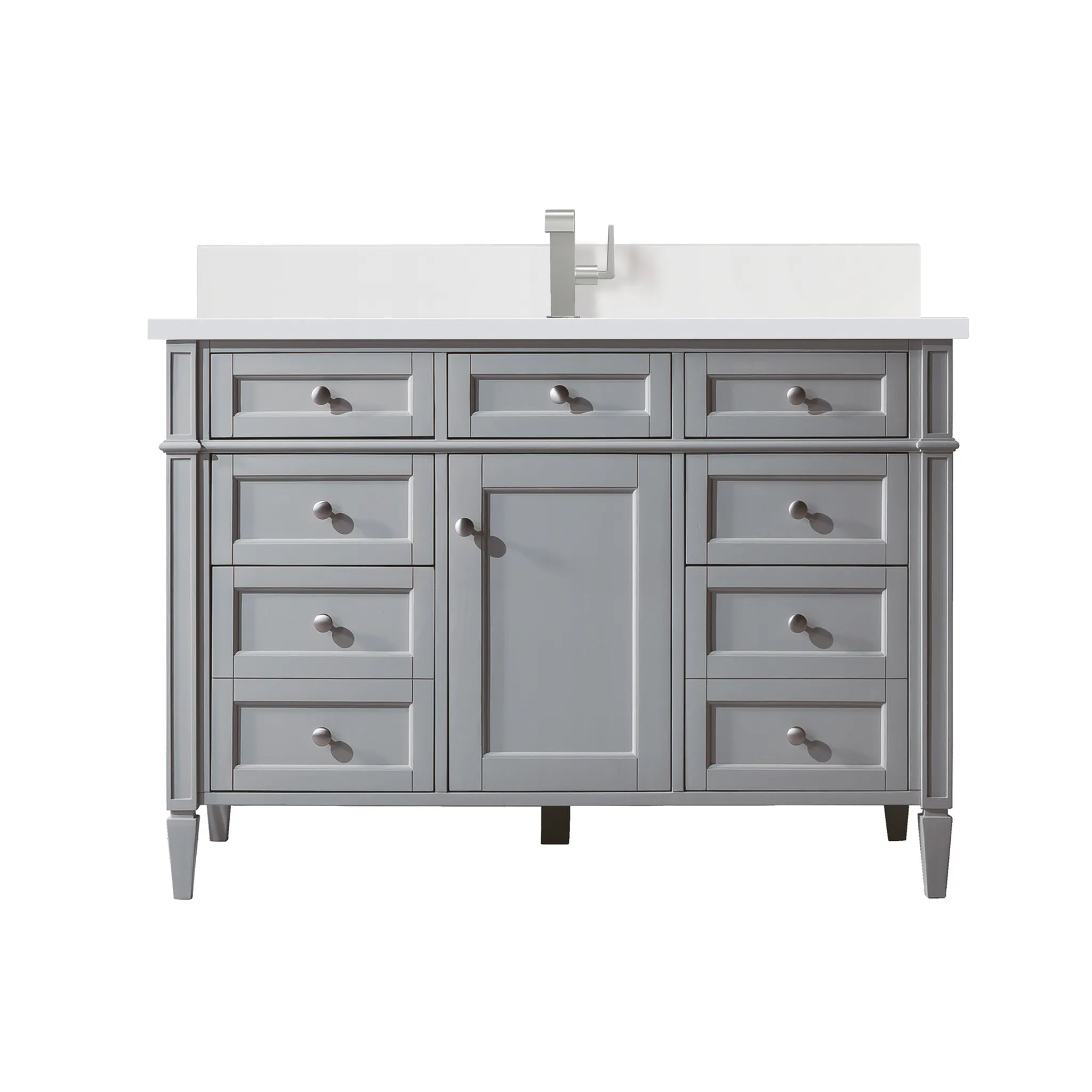 48" Brittany Single Vanity in Urban Gray-White Zeus Silestone & Backsplash-Single Hole image