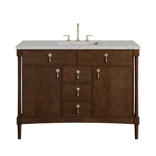 48" Kinnsden Single Vanity in Sable Oak w/FreePower Wireless Charger by James Martin Vanities