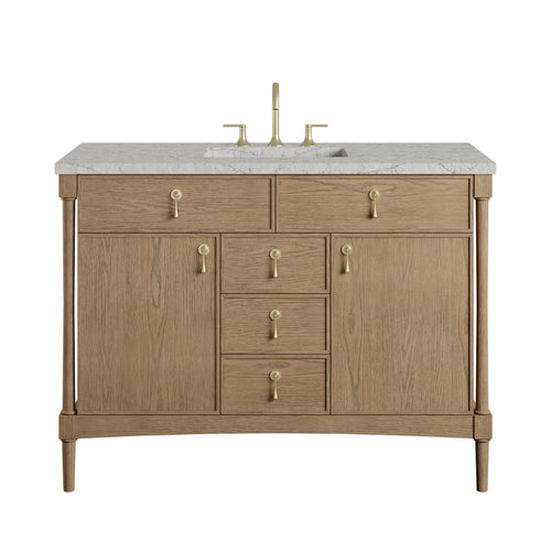 48" Kinnsden Single Vanity in Weathered Oak w/FreePower Wireless Charger by James Martin Vanities